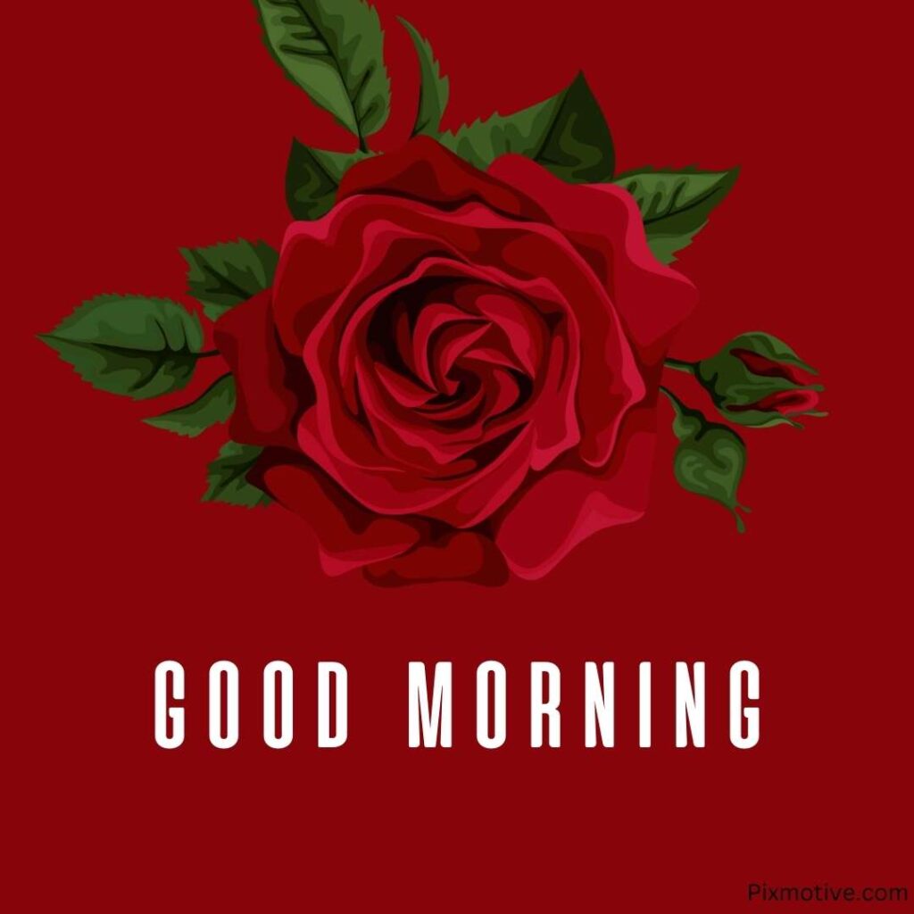 Dark red rose in the morning