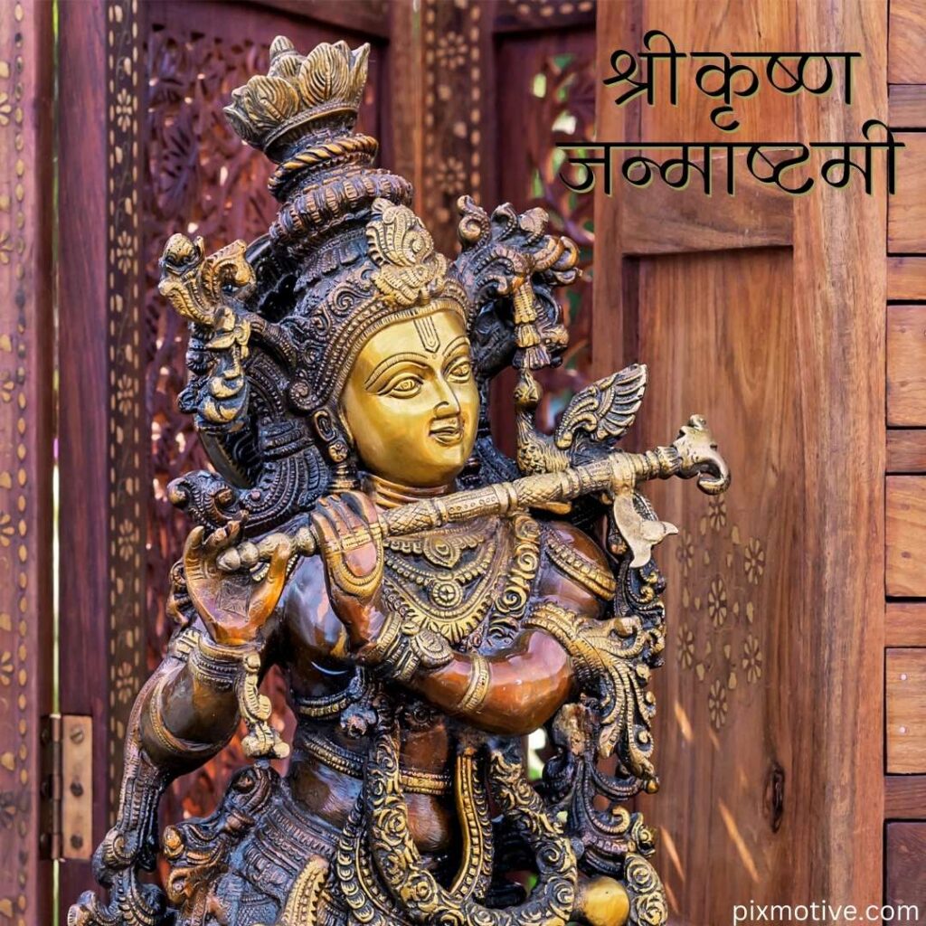 Decorative lord krishna idol playing flute