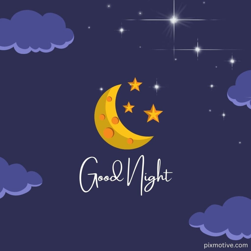 Good night image with moon crescent illustration