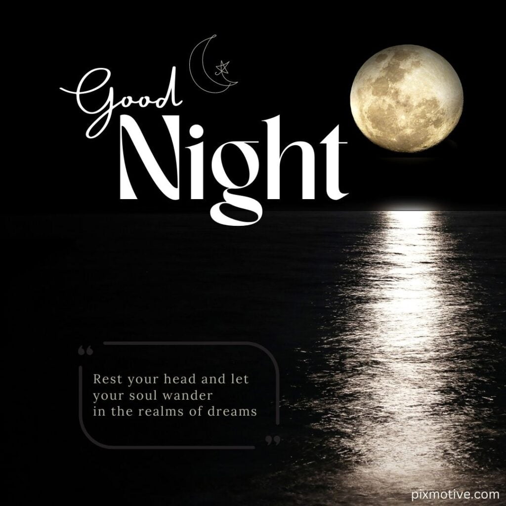 Moon shining on the river good night image
