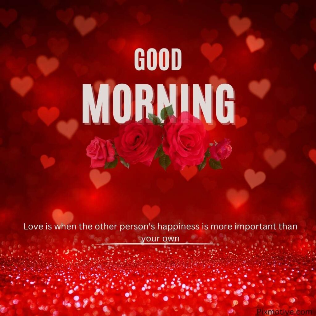 Red background with red rose and a good morning message