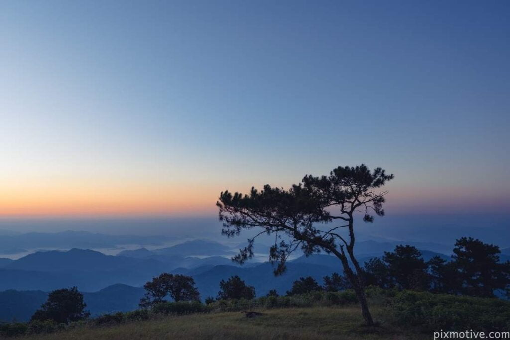 Beautiful sun rise from mountain top desktop background