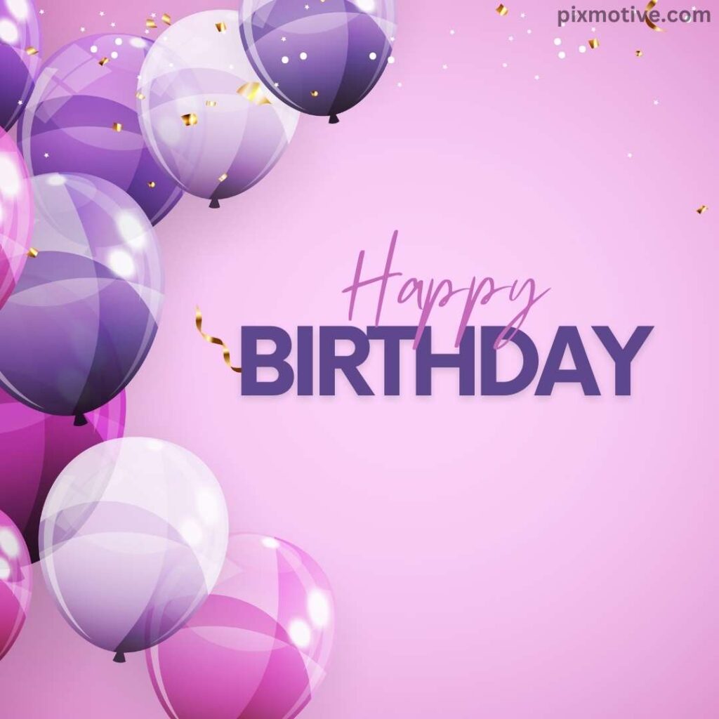 Birthday celebration with a bold typography in pink background and balloons