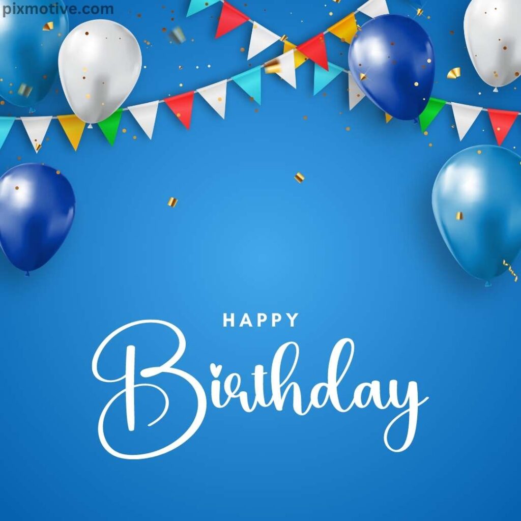 Blue themed script happy birthday image