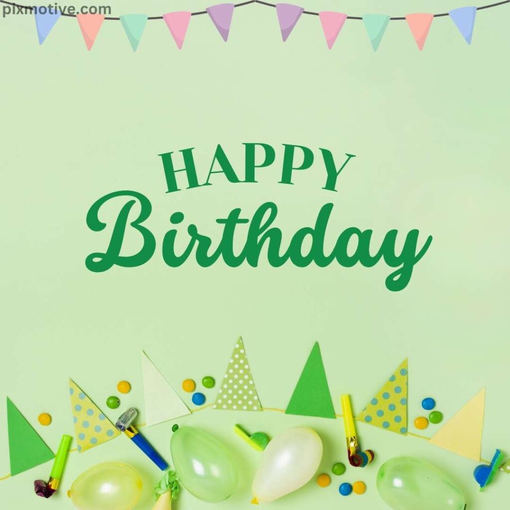 Green theme birthday wish with balloons
