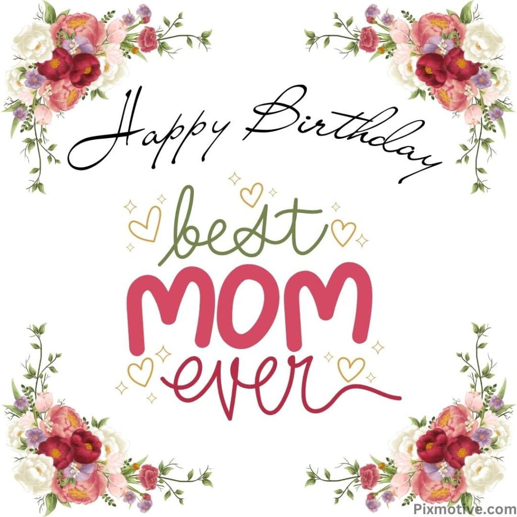 Happy birthday mom in floral background
