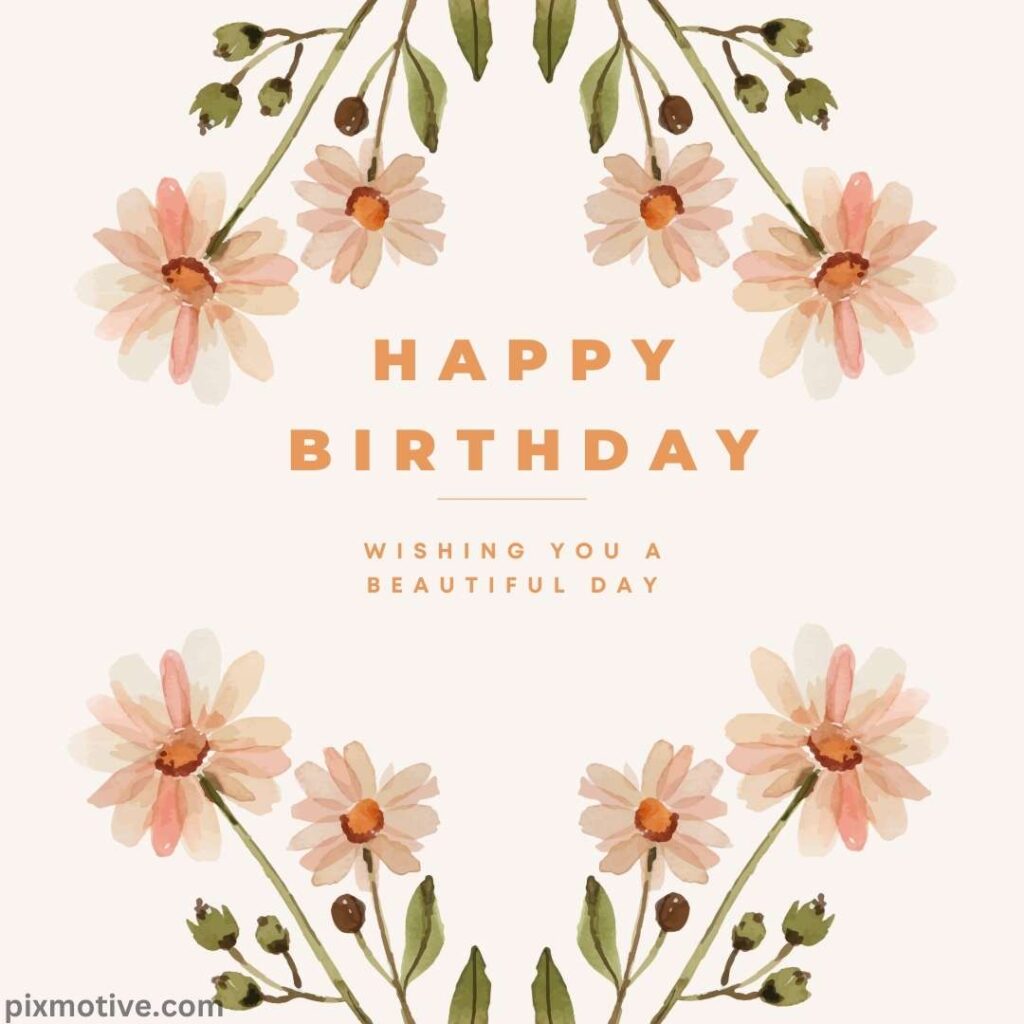 Vintage style flower paintings with birthday wish
